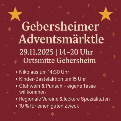 Adventsmärktle in Gebersheim: Festliche Begegnungen für einen guten Zweck